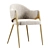 Modern Fabric Dining Chair Metal Legs 3D model small image 2