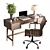 Retro-Inspired Mid-Century Office Desk 3D model small image 1