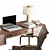 Retro-Inspired Mid-Century Office Desk 3D model small image 3