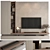 Modern Concrete & Wood TV Wall 3D model small image 1