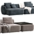 Sleek Modular Sofa Fabro 2 3D model small image 6