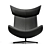 Elegant Toro Armchair, Black 3D model small image 2