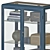 Dark Blue Glass-door Cabinet 42cm 3D model small image 2