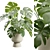 Tropical Monstera Deliciosa Beige Planter 3D model small image 2