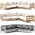 Modern Eucalyptus Wood Sofa Set 3D model small image 3