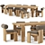 RH VIGO Teak Dining Set 3D model small image 1