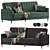 Modern Sofa Bed Clyde Green 3D model small image 1