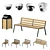 Exterior Park Furnishings Set 3D model small image 5