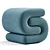 Elegant Jaszlyn Velvet Ottoman 3D model small image 6