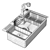 Steel Kitchen Sink with Drain 3D model small image 6