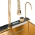 Gold Drop-in Kitchen Sink 3D model small image 6