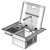 Stainless Steel Rectangular Friction-Resistant Sink 3D model small image 7