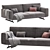 Raven Gray Sofa Mechanism 3-Seater 3D model small image 1