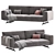 Raven Gray Sofa Mechanism 3-Seater 3D model small image 3