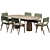 Modern Wood Dining Set 152 3D model small image 2