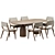 Modern Wood Dining Set 152 3D model small image 5