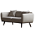 Elegant Blanc Boucle Fabric Sofa 3D model small image 3