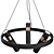 Modern Black Pipe Chandelier 3-Light 3D model small image 2