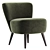 Mid-Century Upholstered Lounge Chair 3D model small image 4