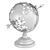 Rotating Earth Globe Metal Sculpture 3D model small image 5